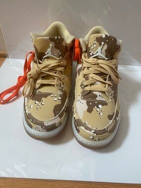 Women’s Desert Camo High-Top Sneakers - Tan & Orange Accents